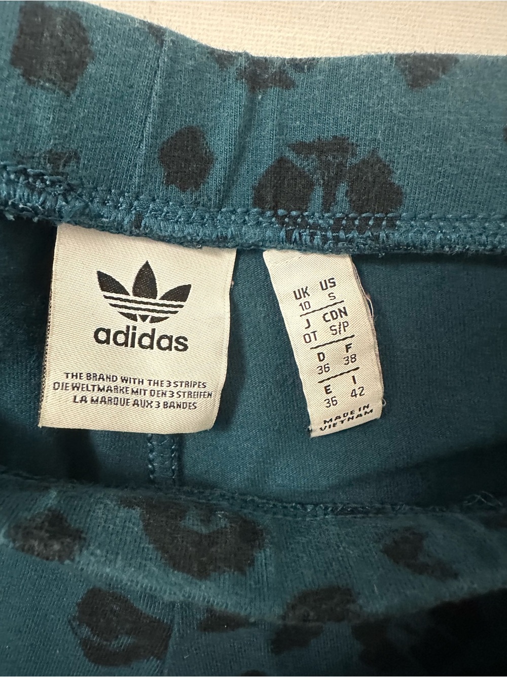 adidas Teal Leopard Print Track Pants with Pink Side Stripes - Picture 3 of 9
